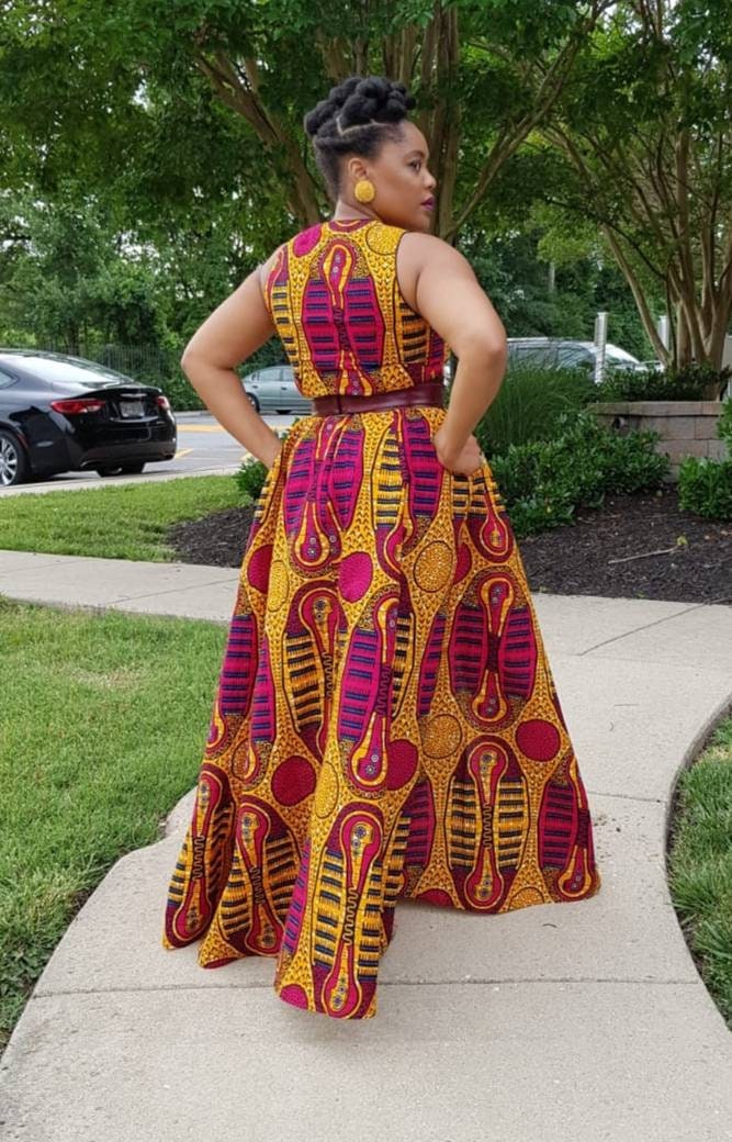 Image of Ankara Maxi Dress/ African Print Long Clothing/ African Evening Dress - Marie Maxi Melt