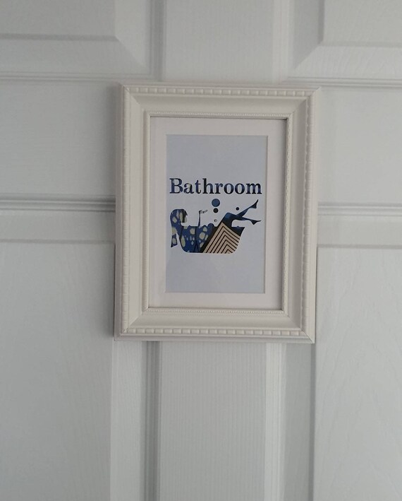 Bathroom name plate bathroom wall art signage restroom | Etsy