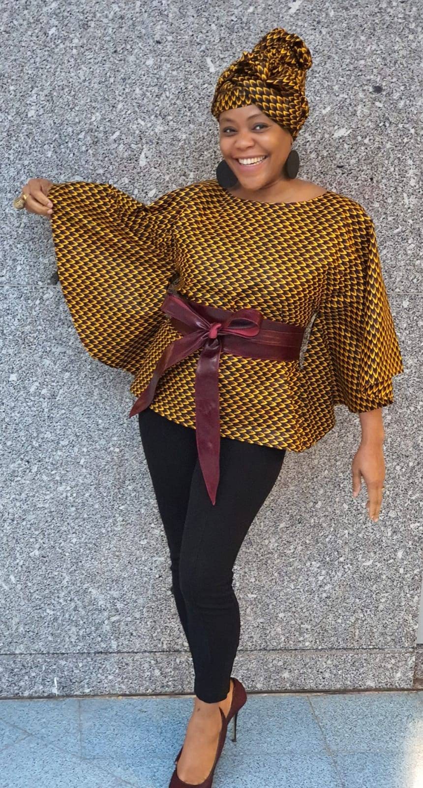 Image of African Print Top/ Bat Wing Kimono/ Big Sleeve Shirt/ Butterfly Ankara Top By Gitas Portal