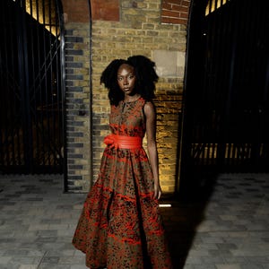 Red And Black Camouflage Print Dress