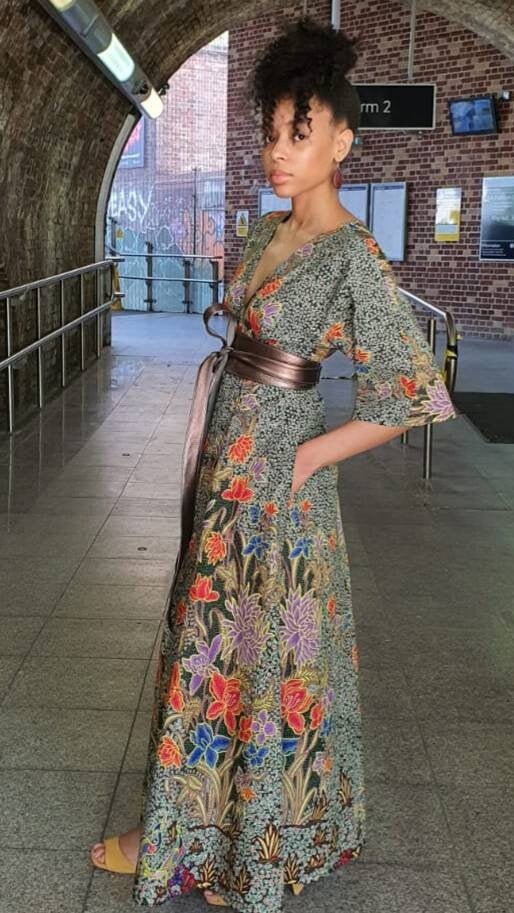 Image of Ankara African Print Maxi Dress, Long African Clothing, Kimono Evening Dress - Rosie May Bloom