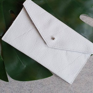 Portafoglio in pelle reale fatto a mano, borsa a moneta, portafoglio tascabile, accessori per lei, mini borsa in pelle - BIANCO