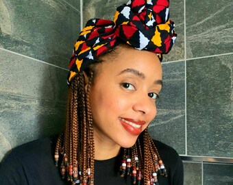 Headwrap / mothers day gift / gift for her/ African head scarf / turban/ Head dress for women / African head wrap /ankara headscarf - Red