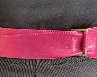 Pretty Pink Vegan Leather Free Style Obi Belt PINK OBI Belt in Natural Soft Leather. Waist Belt,wide  main image 3