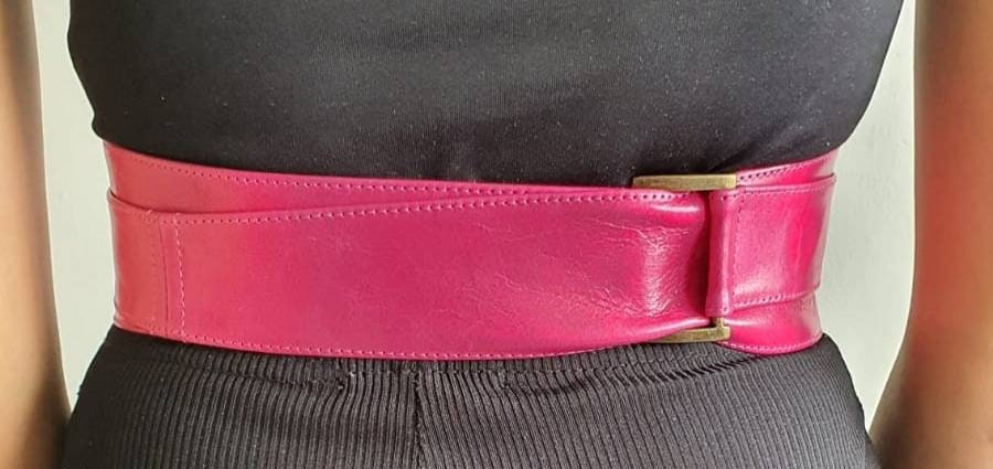 8655 Obi Belt For Women – Wide Waist In Faux Leather, Mica- Fuchsia Obi Belt for Women – Wide Waist Belt in Faux Leather, MICA  main image 2