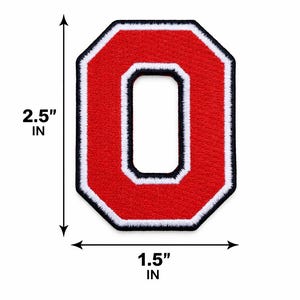 Toppa con logo Block O degli Ohio State Buckeyes - Termoadesiva, rossa e bianca