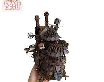 Kit puzzle 3D in legno del castello errante di Howl - Modello in legno fantasy fai da te - Decorazione del castello in miniatura steampunk - Regalo fatto a mano per bambini e adulti