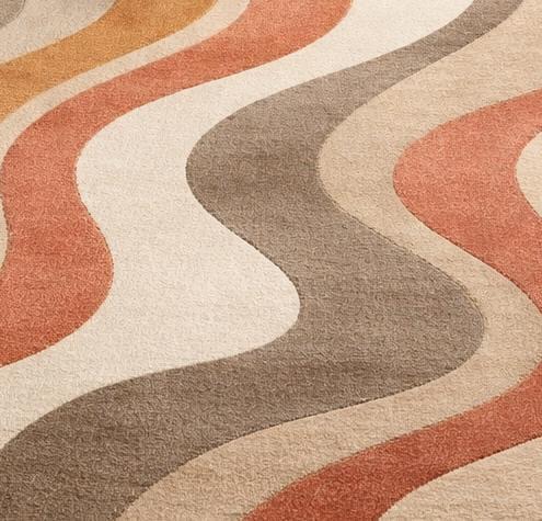 Wavy Long Rug Hand Tufted Wool Area Rug Modern Abstract Wavy Disigner Rug for Living ...