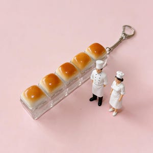 Cute Bread Light-Up Keycap Stress Relief Pressable Keychain, Fidget Toy and Stim Toy