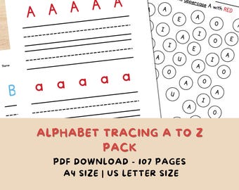 Alphabet Tracing Pack | Preschool ABC Worksheets, Letter Writing Workbook (PDF Download)