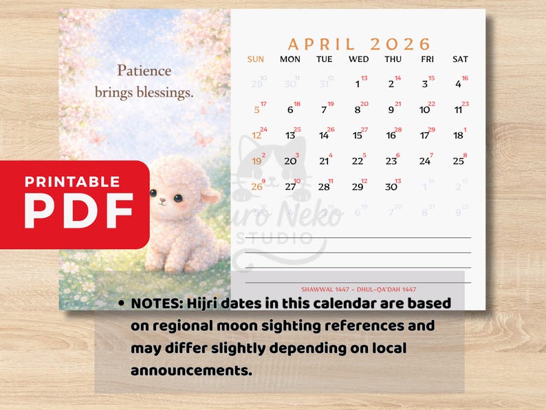 2026 Islamic Calendar Printable | Hijri & Gregorian Monthly Planner ...