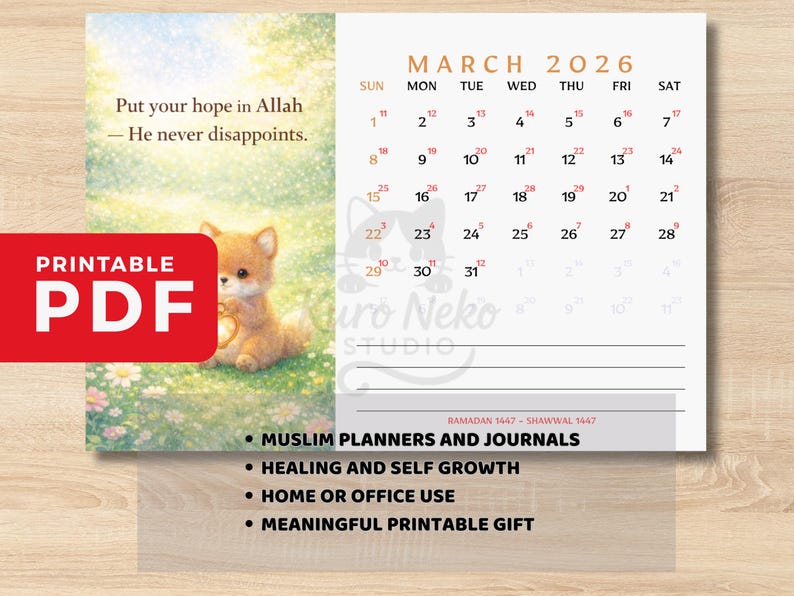 2026 Islamic Calendar Printable | Hijri & Gregorian Monthly Planner ...