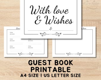 Guest Book Printable 133 pages | Wedding & Event Guestbook PDF | Messages, Wishes and Doodle Pages | A4 and US Letter | Instant Download