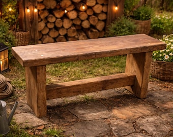 Handmade Reclaimed Wood Bench, Rustic Farmhouse Seating