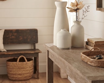 Set of 3 Ceramic Vases, Modern Farmhouse Rustic Home Decor, Tabletop Accent