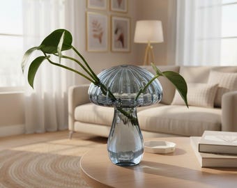 Mushroom Glass Vase, Jelly Color, Mini Plant Holder, Modern Decor