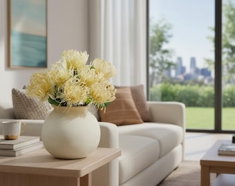 Matte Ceramic Round Vase – Minimalist Home Decor for Flowers, Modern Table Centerpiece