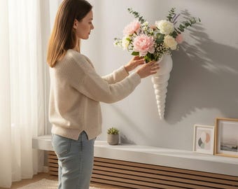 Modern White Ceramic Sea Shell Vase – Wall Hanging Home Decor
