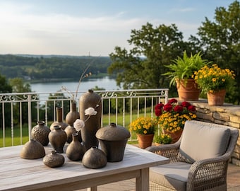 Creative Ceramic Dry Flower Vase – Rustic Pottery Table Decor for Living Room
