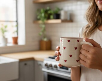 Heart Ceramic Coffee Mug – Valentine's Day Gift