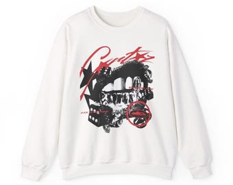 Red & Black Teeth Skull Crewneck Sweatshirt | Skull Graphic, Gothic Streetwear