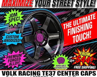 Volk Racing TE37 Centrumkåpor Set om 4 | Anpassade 3D-utskrivna JDM-hjulnavskydd | Alla storlekar | Kolfiber | Passar Skyline GTR Subaru WRX