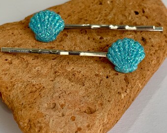 Blue Seashell Hair Pins