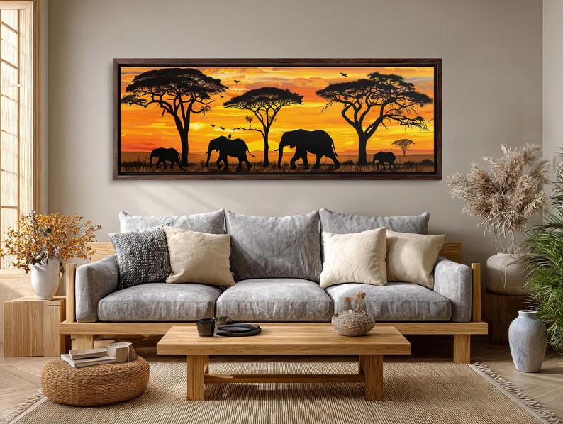 Panoramic African Savanna Canvas Print, Sunset Safari Wall Art - Etsy