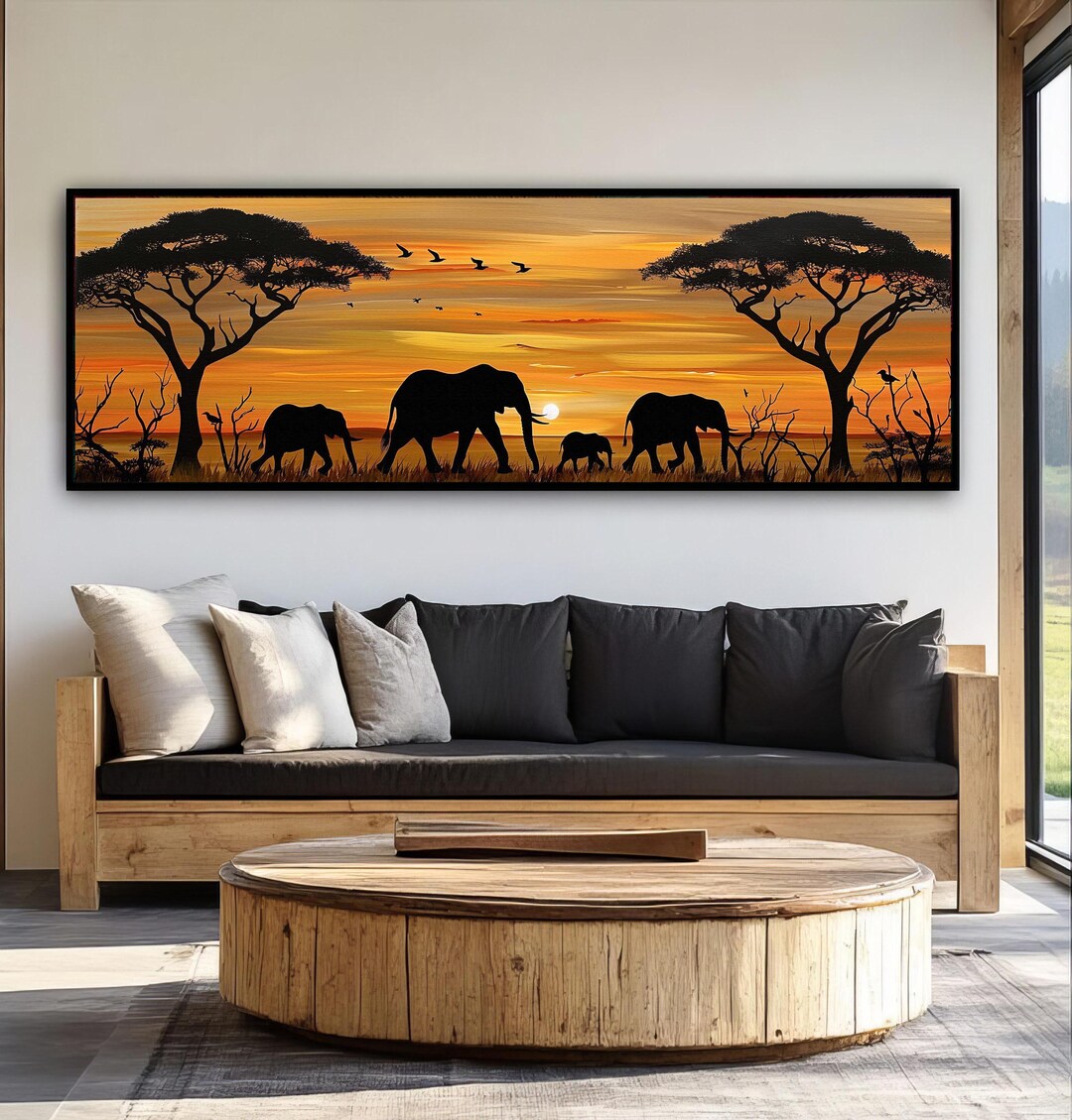 Panoramic African Savanna Canvas Print, Sunset Safari Wall Art - Etsy