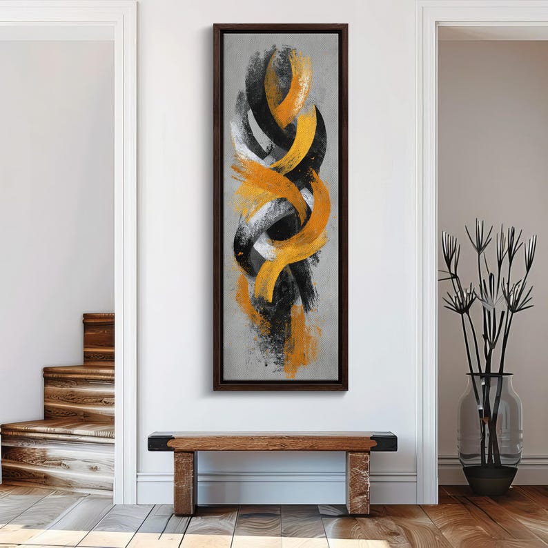 Black and Gold Abstract Wall Art - Modern Luxury Painting, Contemporary ...