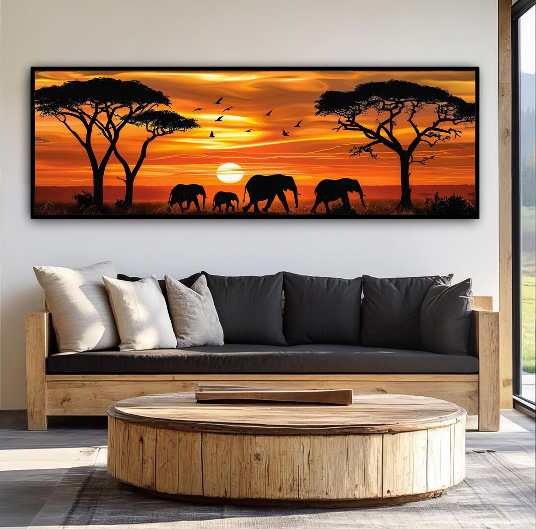 Panoramic African Savanna Canvas Print, Sunset Safari Wall Art - Etsy