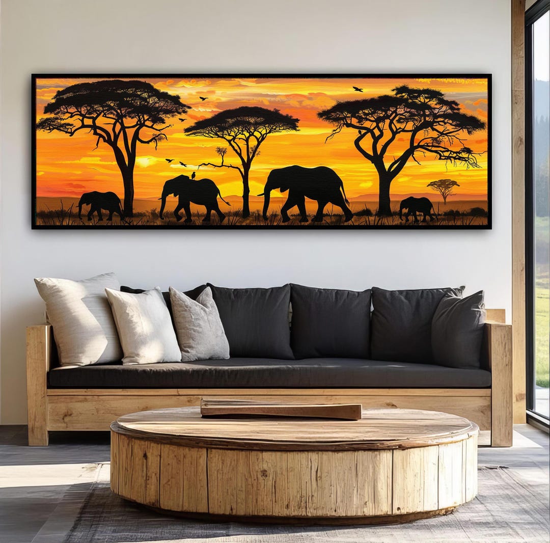 Panoramic African Savanna Canvas Print, Sunset Safari Wall Art - Etsy