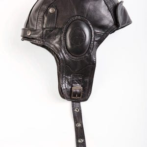 Fliegermütze aus schwarzem Leder, Pilotenmütze aus echtem Leder, Fliegermütze im Vintage-Stil, Wintermütze mit Ohrenklappen, Einheitsgröße 56–61 cm