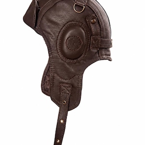 Echte braune Leder-Fliegermütze – Vintage-Militärpilotenmütze, handgefertigte Unisex-Mütze, Geschenk für Ihn/Sie