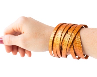 Leather Bracelet / Original Sliced Wrap Cuff / Autumn Blaze