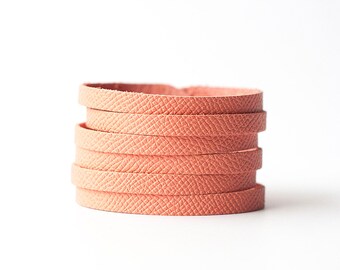 Leather Bracelet / Original Sliced Cuff / Summer Peach