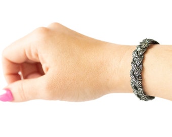 Braided Leather Bracelet / Disco Ball