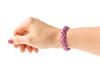 Braided Leather Bracelet / French Rose Shimmer