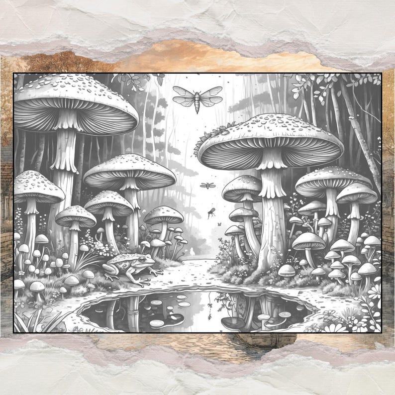 Enchanted Mushroom Grove Coloring Pages | 10 Fantasy Forest Scenes (PDF ...
