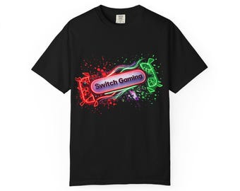 Switch Gaming Neon Splash Premium T-Shirt Retro Gamer Aesthetic Tee | Neon Controller Graphic Shirt High-Quality Soft Cotton Gaming Gift