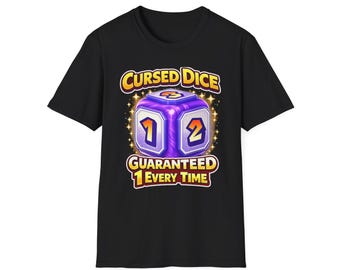 Camiseta con dados malditos, 1 garantizado cada vez, camiseta divertida para gamers, camiseta de mala suerte para juegos, regalo de meme RNG, camiseta con humor de juegos de mesa.