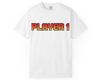 Retro Gamer Matching Shirts - Player 1 and Player 2 Cheated Tees - Funny Gaming Couple Gift - 8-Bit Aesthetic Video Game Clothing