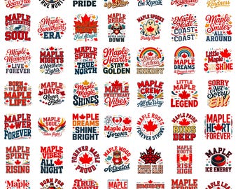 Canada Day PNG Bundle | Patriotic Maple Leaf Design | Retro Canadian Pride Sublimation | Digital Download