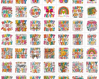 Pacchetto PNG "Happy Fri-Yay" / Frasi divertenti per il venerdì / Sublimazione per l'apprezzamento degli insegnanti / Ritorno a scuola