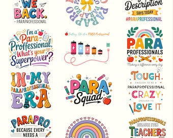 Paraprofessional PNG SVG Bundle | Para Educator Appreciation Clipart | Teacher Aide Quote Design
