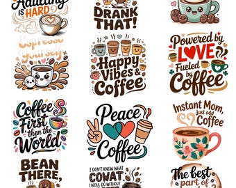 Funny Coffee PNG & SVG Bundle | Sassy Quotes | Iced Drink Graphic | Preppy Leopard Shirt Design