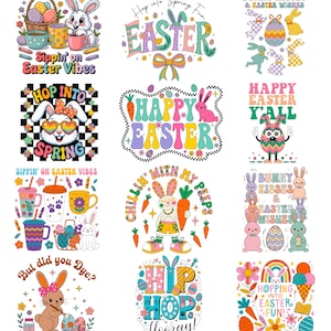Påsk PNG & SVG-paket | Rolig kaninjaktdesign | Familjetröjagrafik | Digital nedladdning