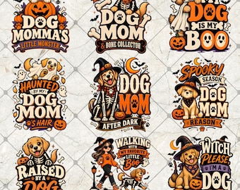 Halloween Dog Mom PNG Bundle| Spooky Puppy Boo Emblem | Skeleton Dog Lover | Haunted Season