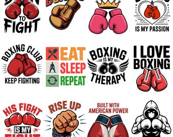 Boxing PNG SVG Bundle  | Fighter Glove Clipart | Shirt Graphic | Combat Artwork | Digital Download