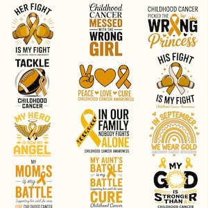 Childhood Cancer Awareness Bundle | Gold Ribbon Retro Groovy Wavy Design | Pediatric Warrior Survivor Support